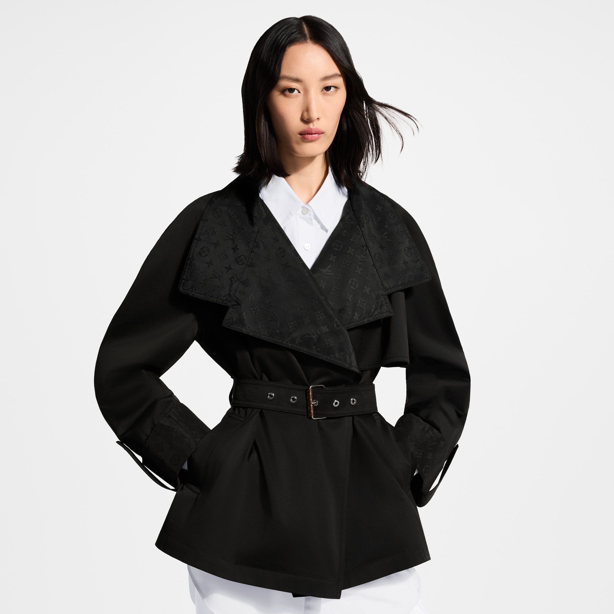 Monogram Accent Short Trench Coat - Women - New In Women | LOUIS